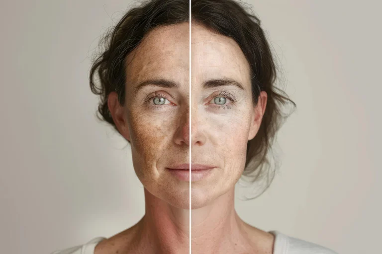 Mulher com pele uniforme e sem manchas após o tratamento Anti-Melasma Avançado na Clínica Essencial Estética.